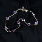 2 CT Bezel Set Amethyst Station Chain Bracelet Amethyst - ( AAA ) - Quality - Rosec Jewels