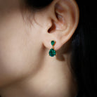 4.25 CT Created Emerald Teardrop Statement Earrings Lab Created Emerald - ( AAAA ) - Quality - Rosec Jewels