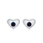 Round Shape Black Opal Gold Heart Stud Earrings Black Opal - ( AAA ) - Quality - Rosec Jewels