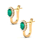 1.75 CT Oval Cut Emerald and Diamond Halo Stud Earring Emerald - ( AAA ) - Quality - Rosec Jewels