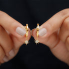 Certified Diamond Star Hoop Drop Earrings Diamond - ( HI-SI ) - Color and Clarity - Rosec Jewels