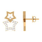 Double Star Stud Earrings with Diamond Diamond - ( HI-SI ) - Color and Clarity - Rosec Jewels