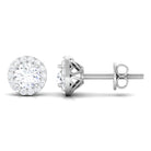 Round Certified Moissanite Halo Stud Earrings Moissanite - ( D-VS1 ) - Color and Clarity - Rosec Jewels