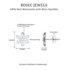Certified Moissanite Snowflake Stud Earrings Moissanite - ( D-VS1 ) - Color and Clarity - Rosec Jewels