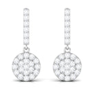 Minimal Moissanite Dangle Earrings in Pave Setting Moissanite - ( D-VS1 ) - Color and Clarity - Rosec Jewels