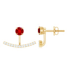 1 CT Lab Grown Ruby and Diamond Classic Jacket Earrings Lab Created Ruby - ( AAAA ) - Quality - Rosec Jewels
