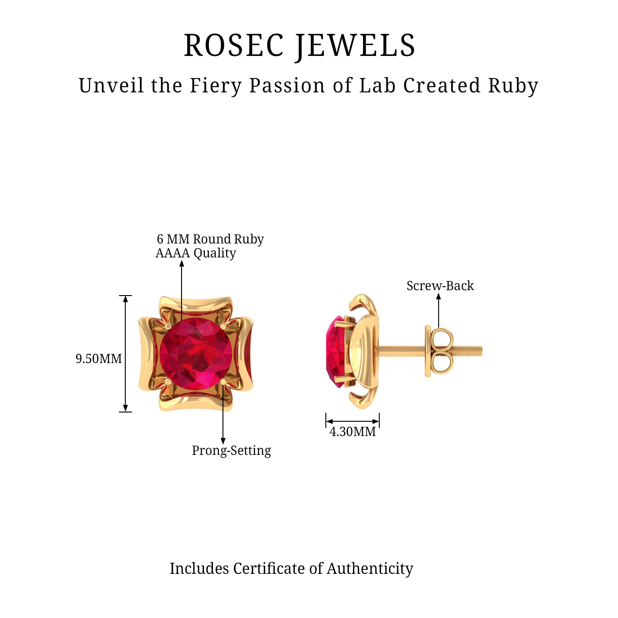2 CT Created Ruby Floral Statement Earrings Lab Created Ruby - ( AAAA ) - Quality - Rosec Jewels