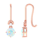 Round Ethiopian Opal and Diamond Drop Earrings with Fish Hook Ethiopian Opal - ( AAA ) - Quality - Rosec Jewels