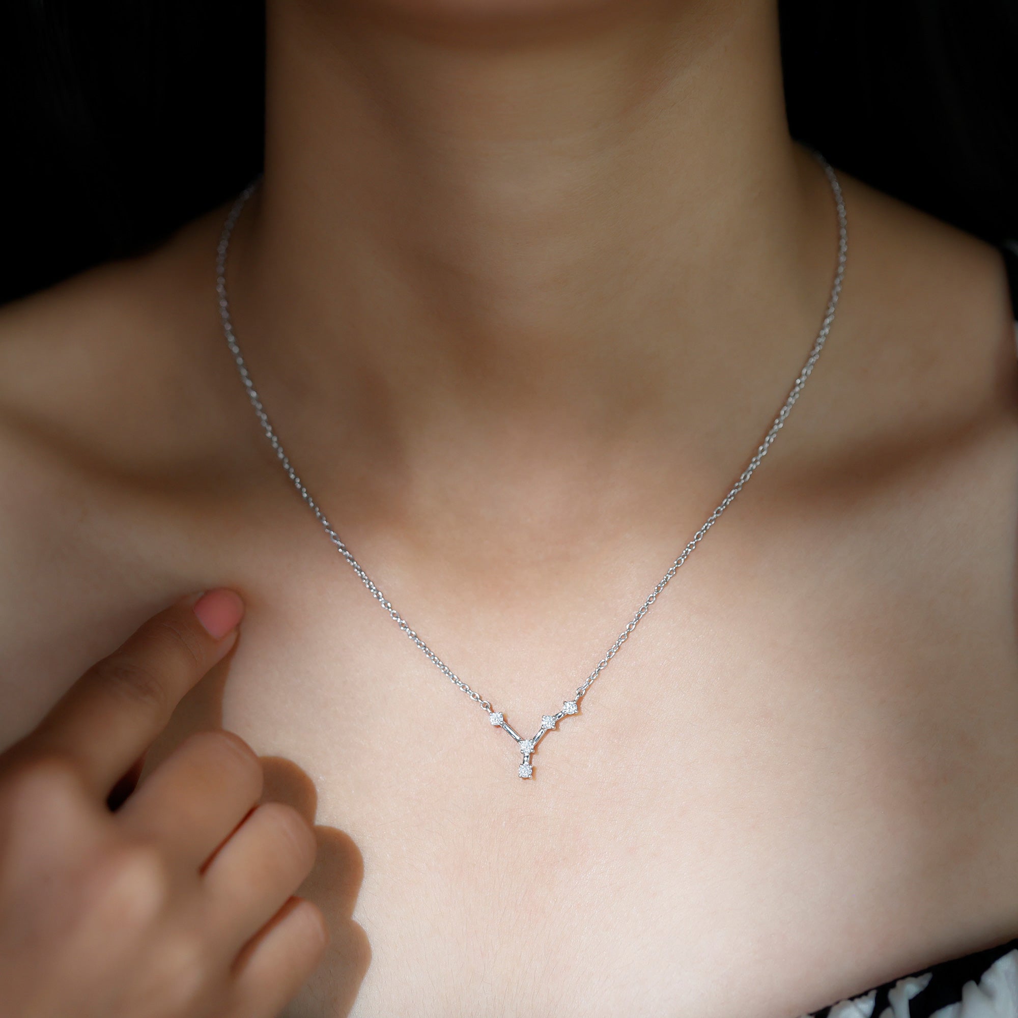 Certified Moissanite Cancer Constellation Necklace - Rosec Jewels