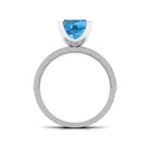 2.75 CT Swiss Blue Topaz Classic Solitaire Ring with Moissanite Swiss Blue Topaz - ( AAA ) - Quality - Rosec Jewels