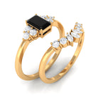Created Black Diamond Engagement Ring Set with Diamond Lab Created Black Diamond - ( AAAA ) - Quality - Rosec Jewels