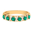 Designer Anniversary Ring with Emerald and Diamond Emerald - ( AAA ) - Quality - Rosec Jewels