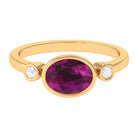 1.75 CT Oval Cut Rhodolite East West Ring with Diamond Stones Rhodolite - ( AAA ) - Quality - Rosec Jewels
