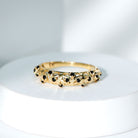 Round Black Onyx Semi Eternity Band Ring with Gold Filigree Details Black Onyx - ( AAA ) - Quality - Rosec Jewels
