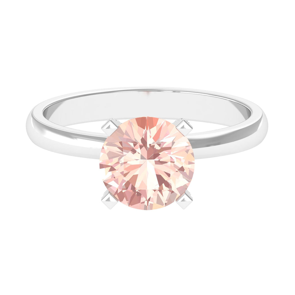 8 MM Morganite Solitaire Engagement Ring Morganite - ( AAA ) - Quality - Rosec Jewels