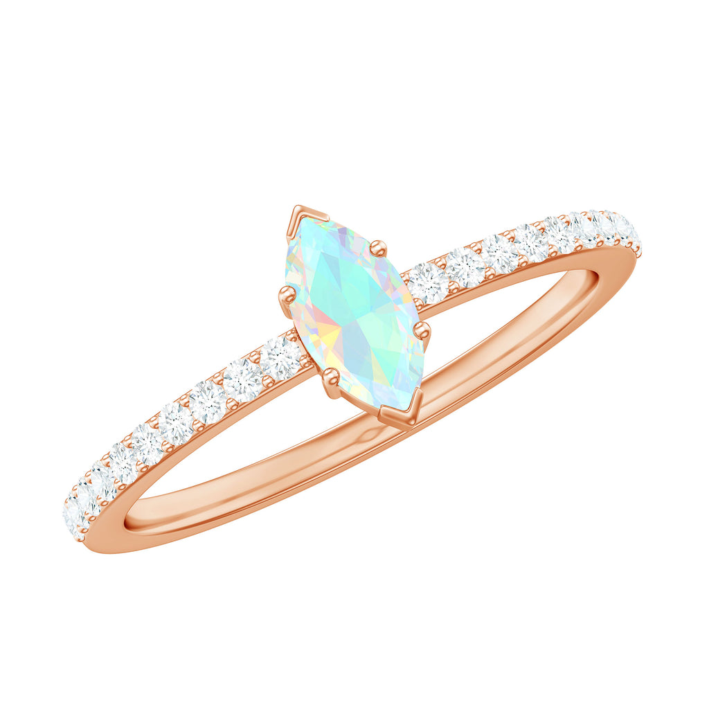 1/2 CT Minimal Marquise Cut Ethiopian Opal and Diamond Promise Ring Ethiopian Opal - ( AAA ) - Quality - Rosec Jewels