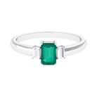 1 CT Octagon shape Emerald and Diamond Three Stone Promise Ring Emerald - ( AAA ) - Quality - Rosec Jewels