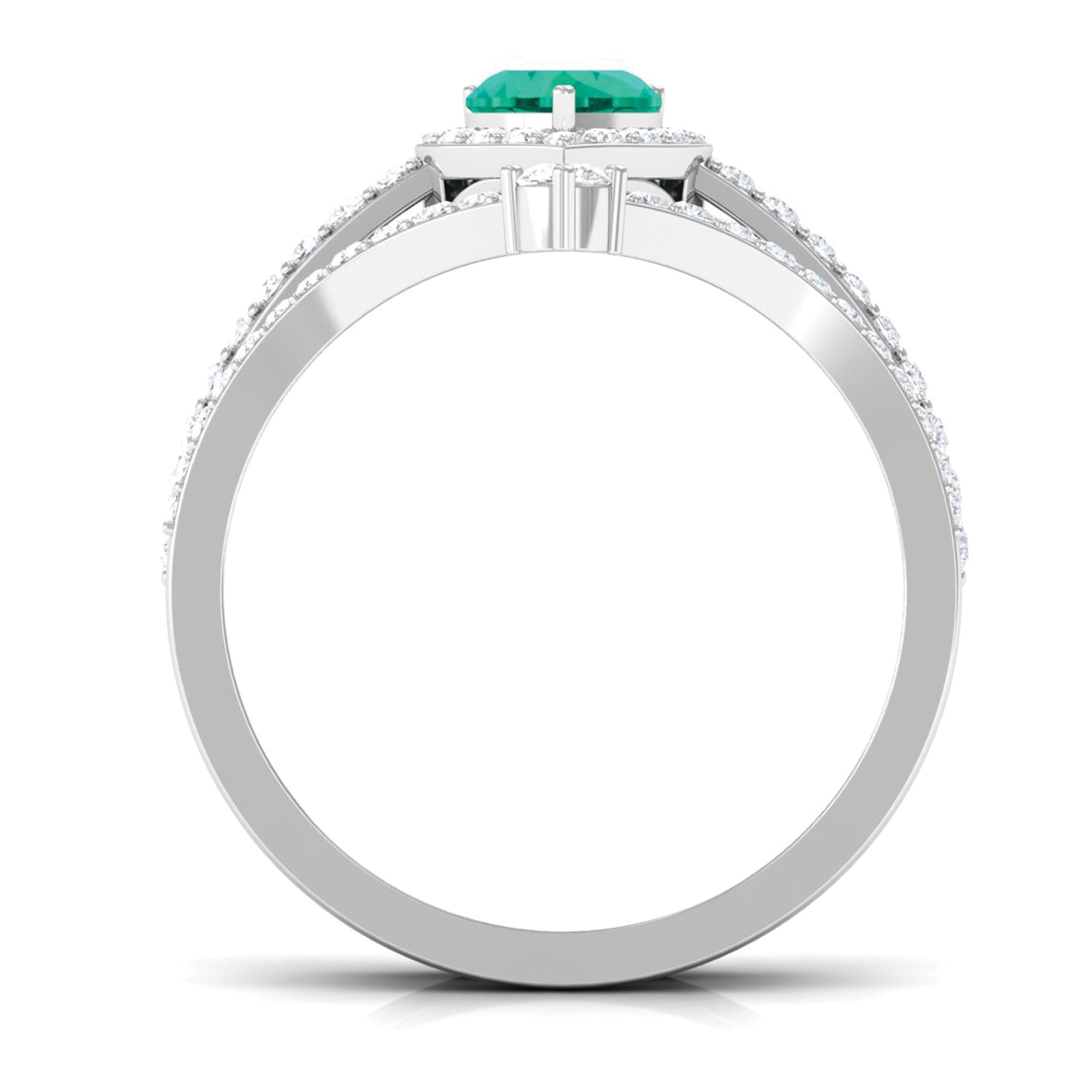 2 CT Heart Shape Emerald and Diamond Bridal Ring Set Emerald - ( AAA ) - Quality - Rosec Jewels