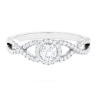 Round Shape Moissanite Crossover Engagement Ring in Gold Moissanite - ( D-VS1 ) - Color and Clarity - Rosec Jewels