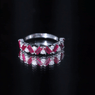 Baguette Shape Lab Grown Ruby Half Eternity Ring with Moissanite Lab Created Ruby - ( AAAA ) - Quality - Rosec Jewels