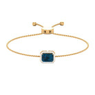 2.50 CT Octagon Cut London Blue Topaz and Diamond Bolo Chain Bracelet London Blue Topaz - ( AAA ) - Quality - Rosec Jewels