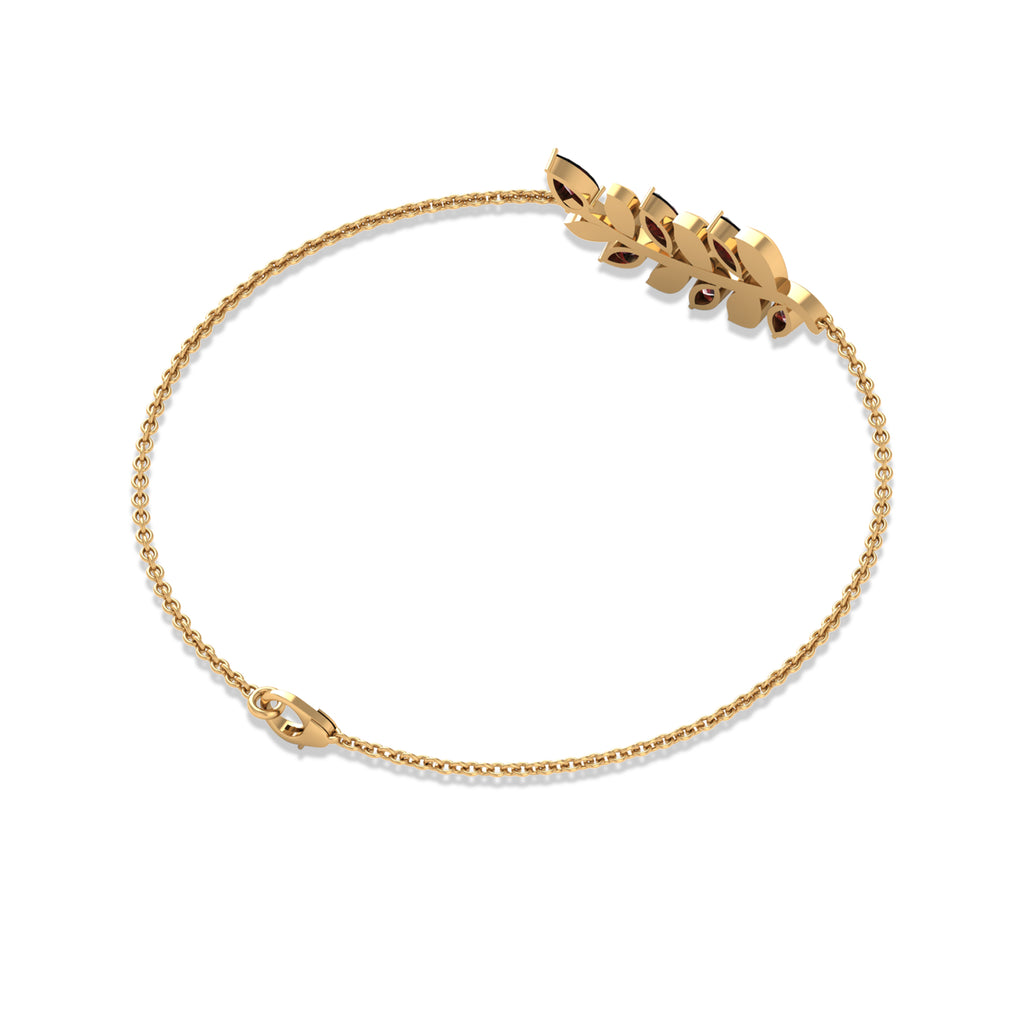 1.25 CT Pear and Marquise Cut Garnet and Gold Leaf Chain Bracelet Garnet - ( AAA ) - Quality - Rosec Jewels