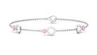 Minimal Pink Sapphire and Diamond Station Chain Bracelet Pink Sapphire - ( AAA ) - Quality - Rosec Jewels