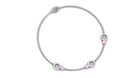 Minimal Pink Sapphire and Diamond Station Chain Bracelet Pink Sapphire - ( AAA ) - Quality - Rosec Jewels