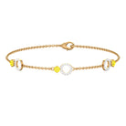 Minimal Yellow Sapphire and Diamond Station Chain Bracelet Yellow Sapphire - ( AAA ) - Quality - Rosec Jewels