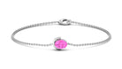 Oval Shape Solitaire Pink Sapphire East West Bracelet Pink Sapphire - ( AAA ) - Quality - Rosec Jewels