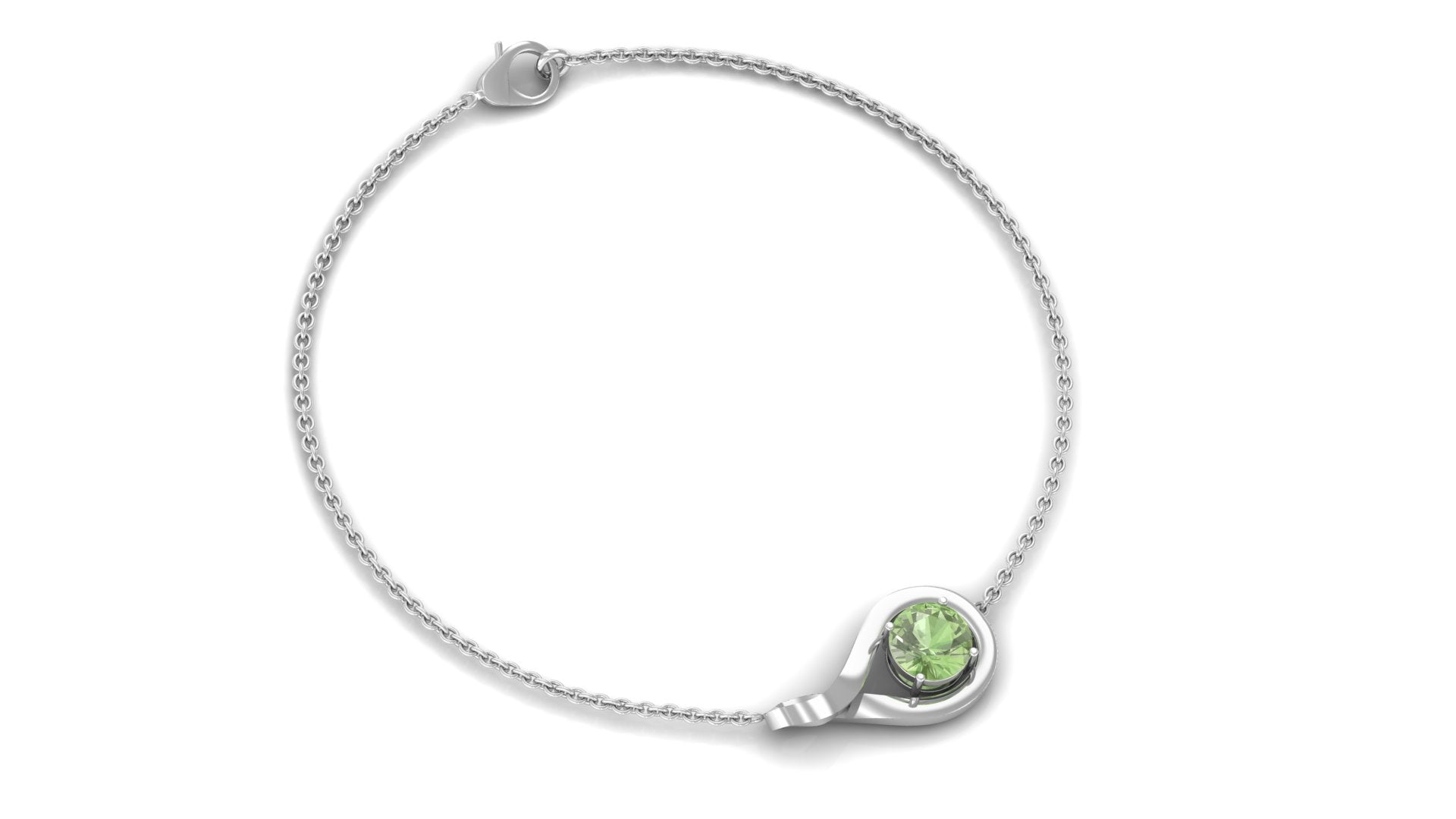 Simple Round Green Sapphire Infinity Chain Bracelet Green Sapphire - ( AAA ) - Quality - Rosec Jewels