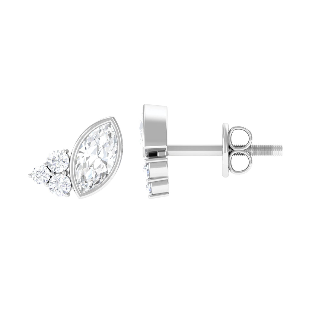 0.75 CT Marquise Shape Moissanite Stud Earrings with Screw Back Moissanite - ( D-VS1 ) - Color and Clarity - Rosec Jewels