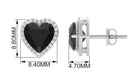 Heart Shaped Black Spinel Stud Earrings With Diamond Halo Black Spinel - ( AAA ) - Quality - Rosec Jewels