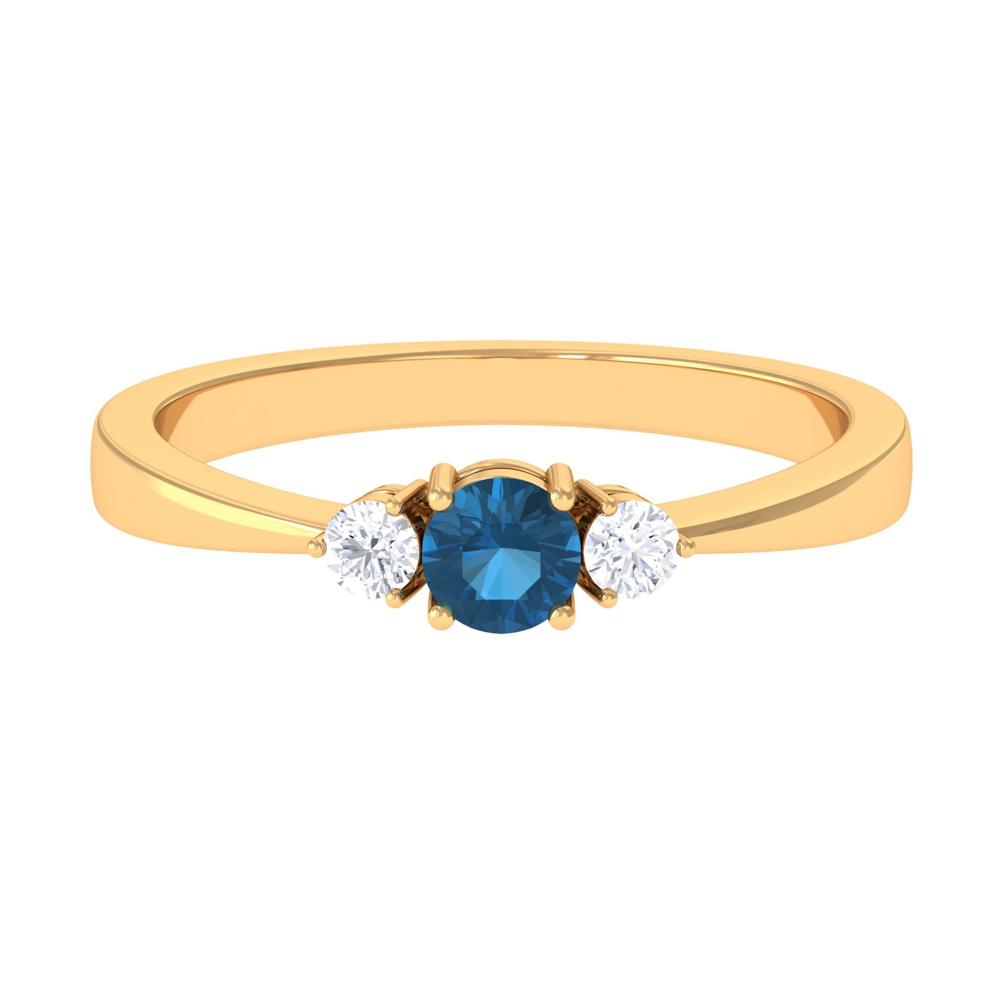 1/2 CT London Blue Topaz Promise Ring with Diamond London Blue Topaz - ( AAA ) - Quality - Rosec Jewels