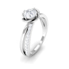 Certified Moissanite Flower Promise Ring Moissanite - ( D-VS1 ) - Color and Clarity - Rosec Jewels