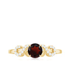 Round Shape Garnet and Diamond Infinity Engagement Ring Garnet - ( AAA ) - Quality - Rosec Jewels
