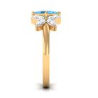 Floral Inspired Swiss Blue Topaz Engagement Ring with Diamond Swiss Blue Topaz - ( AAA ) - Quality - Rosec Jewels