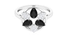 1.25 CT Black Spinel and Diamond Flower Cocktail Ring Black Spinel - ( AAA ) - Quality - Rosec Jewels
