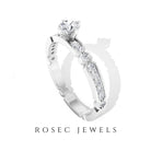 Shimmery Diamond Solitaire Engagement Ring with Side Stone Diamond - ( HI-SI ) - Color and Clarity - Rosec Jewels