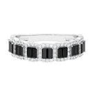 Created Black Diamond and Moissanite Half Eternity Band Ring Lab Created Black Diamond - ( AAAA ) - Quality - Rosec Jewels