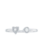 Round Shape Natural Diamond Heart Cuff Ring in Gold Diamond - ( HI-SI ) - Color and Clarity - Rosec Jewels
