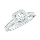 1 CT Certified Moissanite Halo Engagement Ring in Gold Moissanite - ( D-VS1 ) - Color and Clarity - Rosec Jewels