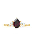 Pear Shaped Rhodolite Solitaire Ring with Diamond Trio Rhodolite - ( AAA ) - Quality - Rosec Jewels