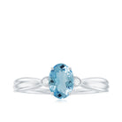 Oval Cut Real Aquamarine Solitaire Ring with Diamond Aquamarine - ( AAA ) - Quality - Rosec Jewels