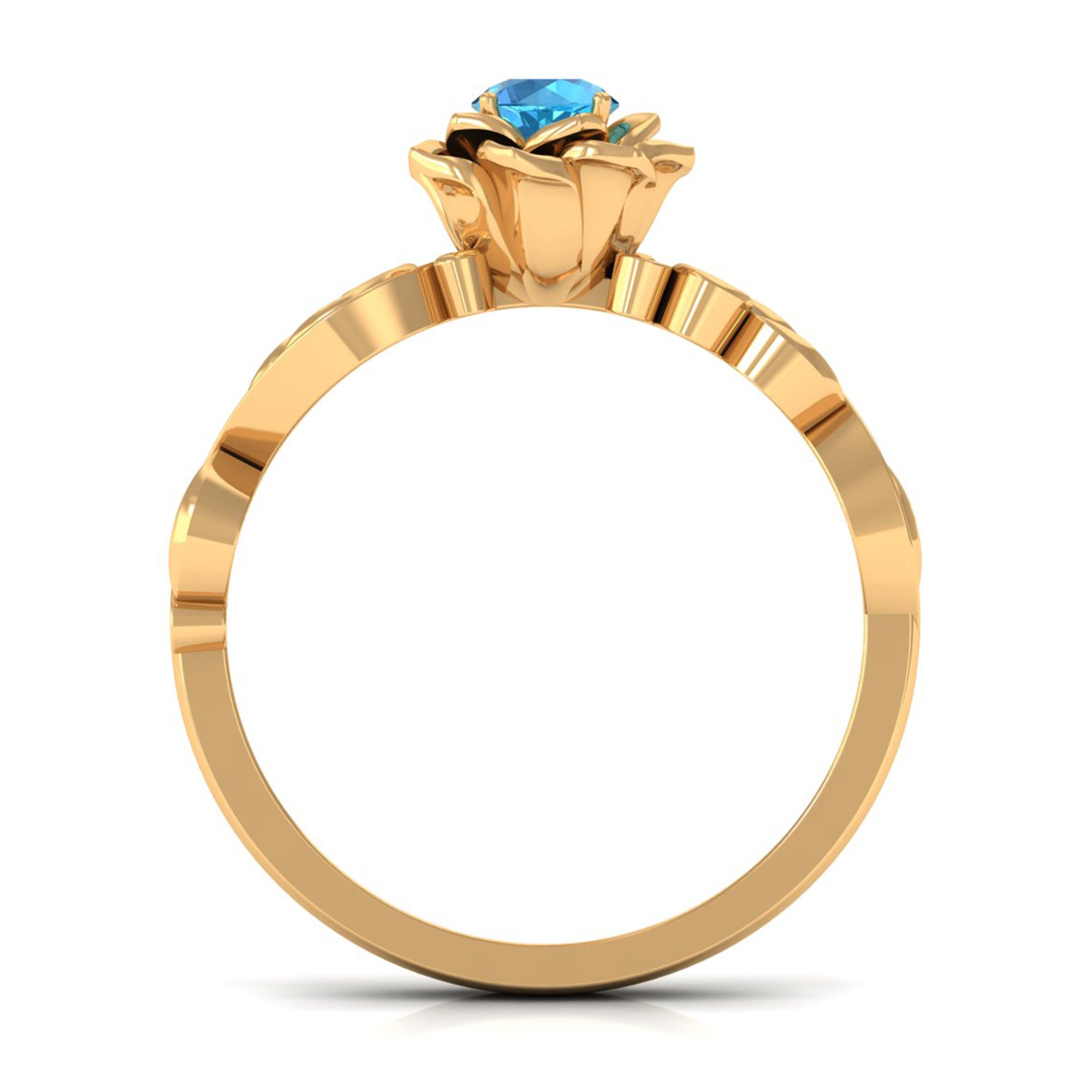 1/2 CT Floral Inspired Swiss Blue Topaz and Diamond Engagement Ring Swiss Blue Topaz - ( AAA ) - Quality - Rosec Jewels