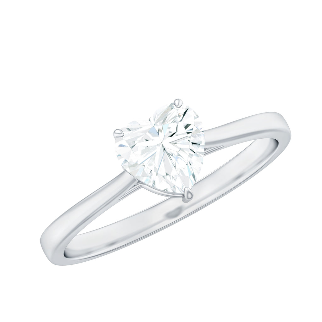 Heart Shape Moissanite Simple Solitaire Ring Moissanite - ( D-VS1 ) - Color and Clarity - Rosec Jewels