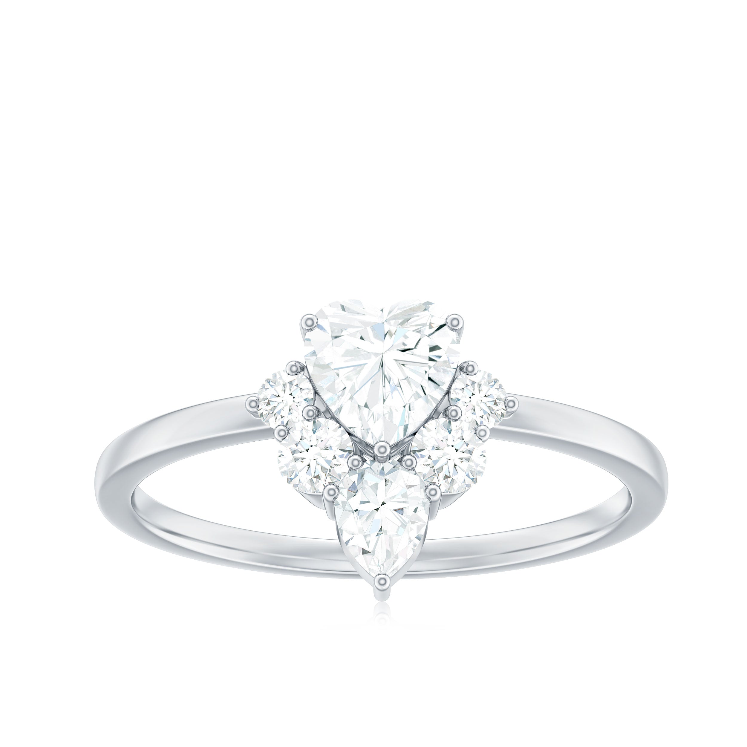 1 CT Certified Moissanite Heart Promise Engagement Ring Moissanite - ( D-VS1 ) - Color and Clarity - Rosec Jewels