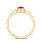 1.50 CT Oval Cut Created Ruby Engagement Ring with Diamond Halo Lab Created Ruby - ( AAAA ) - Quality - Rosec Jewels
