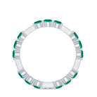 Certified Created Emerald and Diamond Designer Eternity Band Ring Lab Created Emerald - ( AAAA ) - Quality - Rosec Jewels