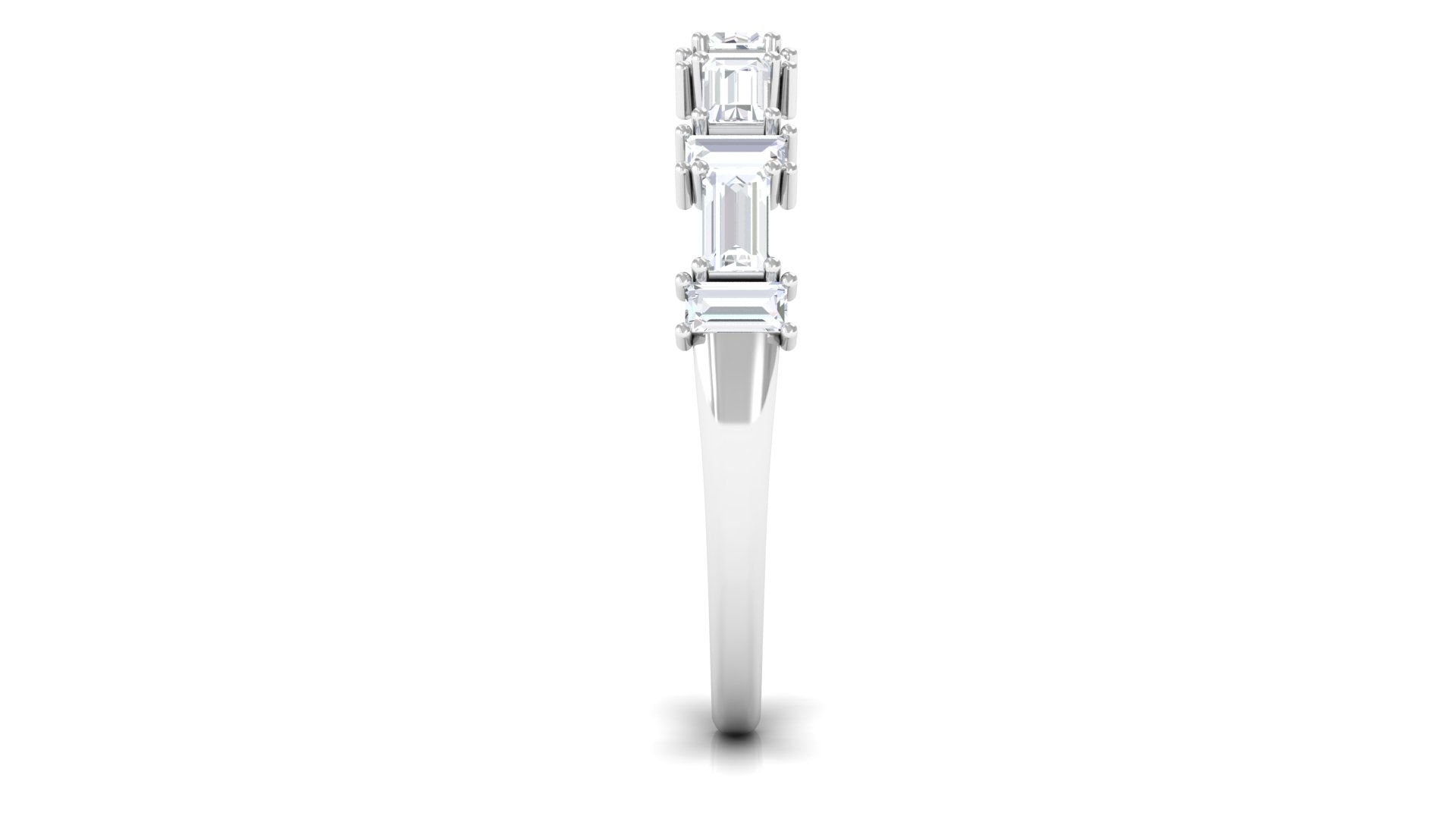 Baguette Cut Cubic Zirconia Designer Half Eternity Ring Zircon - ( AAAA ) - Quality - Rosec Jewels